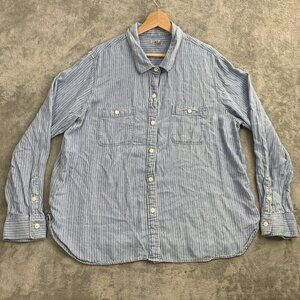 Faherty Tried & True Chambray Shirt Women XXL Blue Striped Linen Blend Boho Top